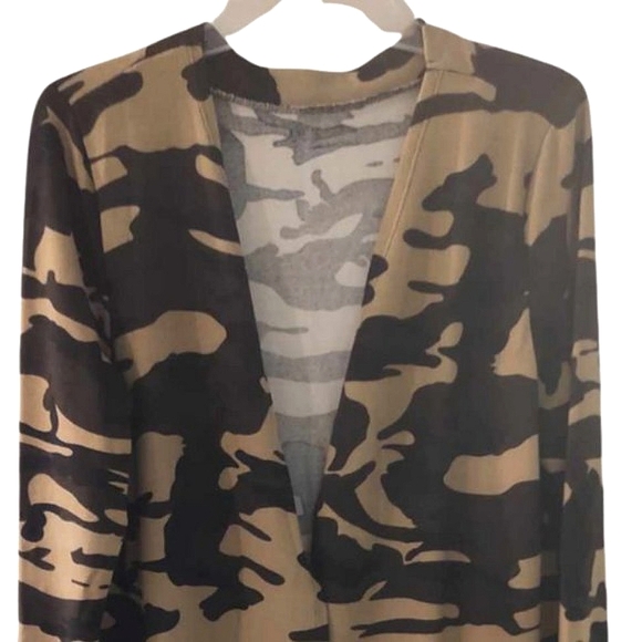 CAMO Print Longline Cardigan Sweater | Size XL - Picture 5 of 12